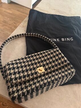 Anine Bing Black & Tan Houndstooth Shoulder Bag